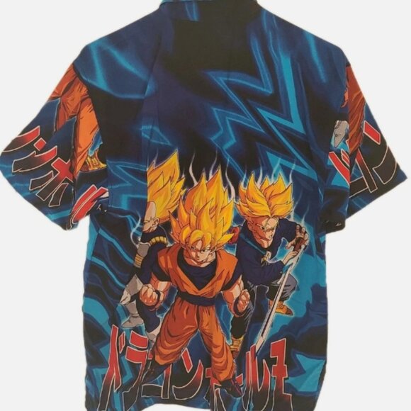 Vintage Dragon Ball Z 2001 Shirt Men Lg ButtonUp Goku Vegeta Gohan Anime Gaming - Picture 6 of 6